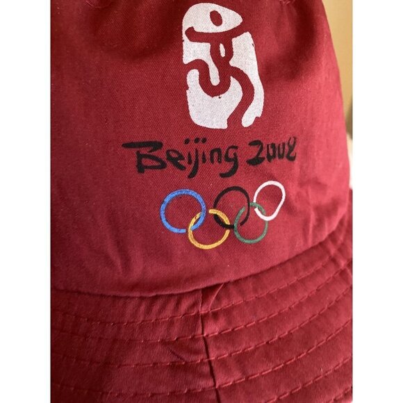 Beijing 2008 Olympics Red Bucket Hat Cap Unisex Hat - Picture 2 of 4